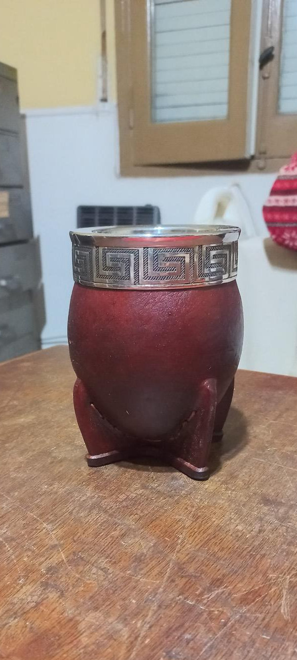 Mate Imperial Bordó Acero Diseño Laberinto