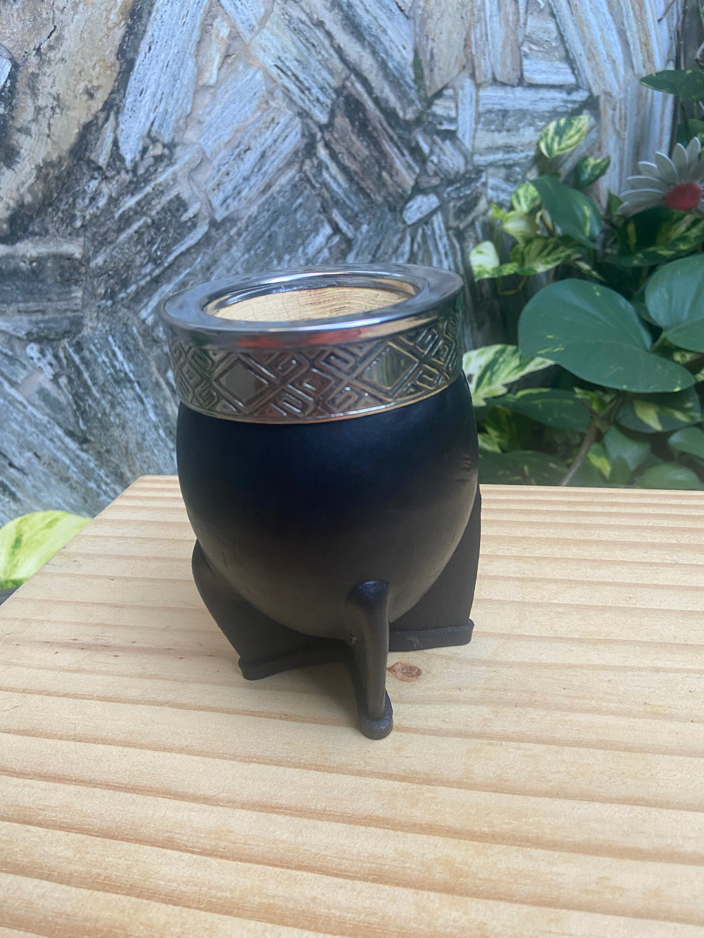 Combo Mate Imperial Color Negro Diseño Rombo + Bombilla