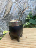 Combo Mate Imperial Color Negro Diseño Rombo + Bombilla