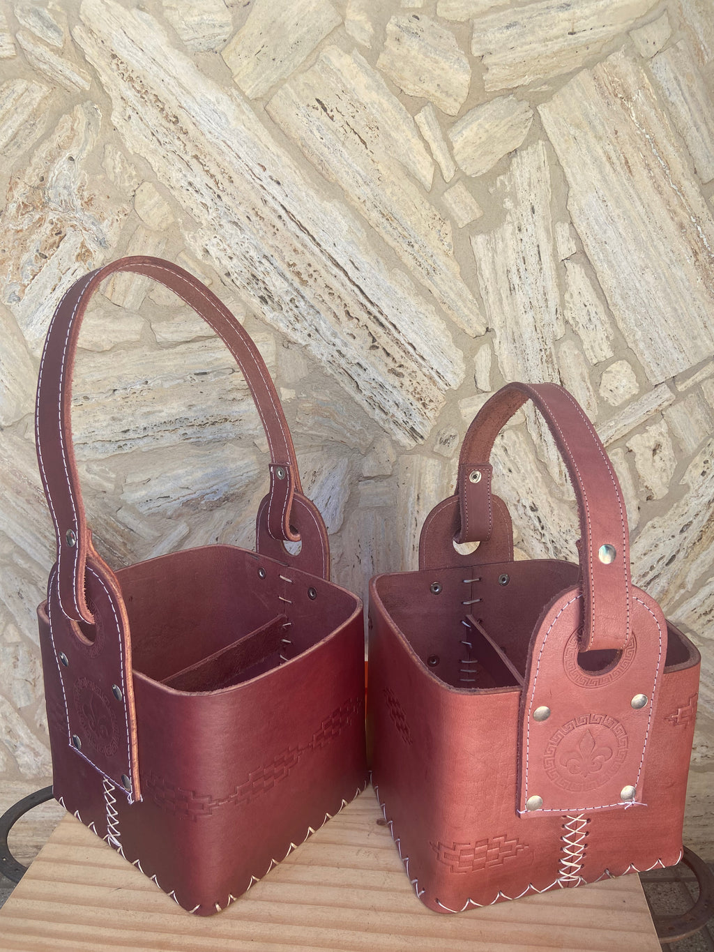Canasta Premium Cuero Color Borravino