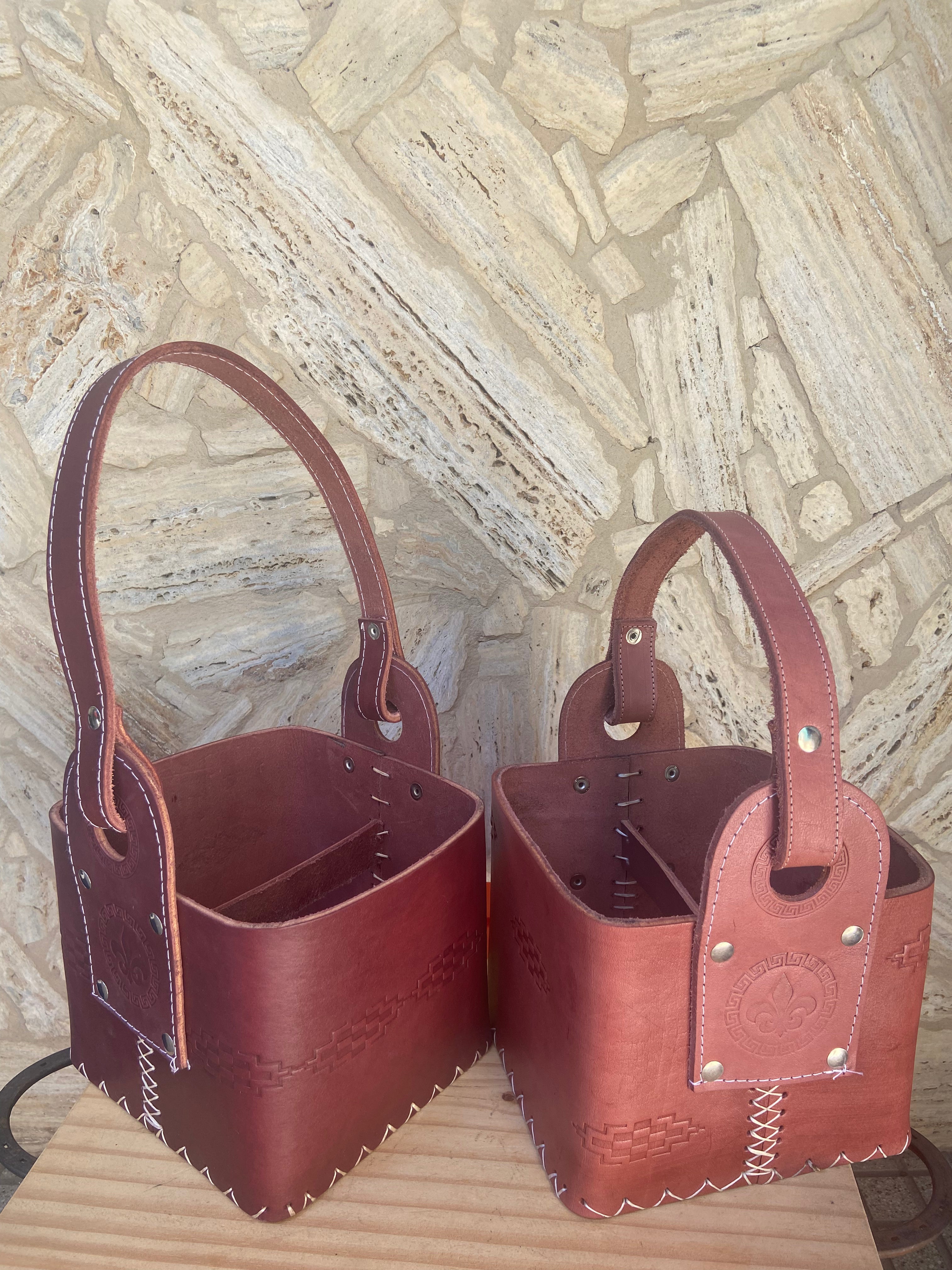 Canasta Premium Cuero Color Borravino
