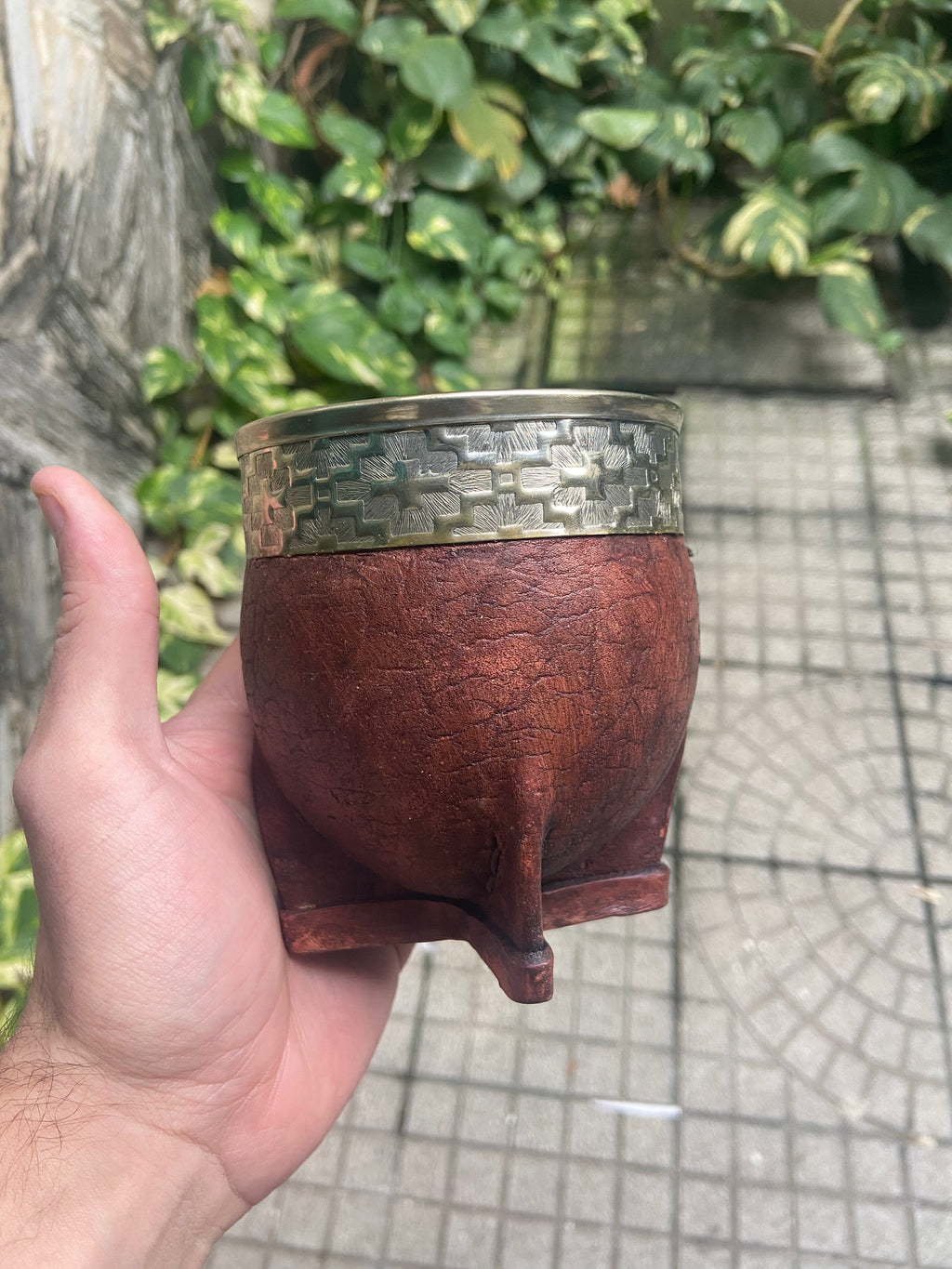 Mate Imperial Alpaca Color Marrón Diseño Pampa
